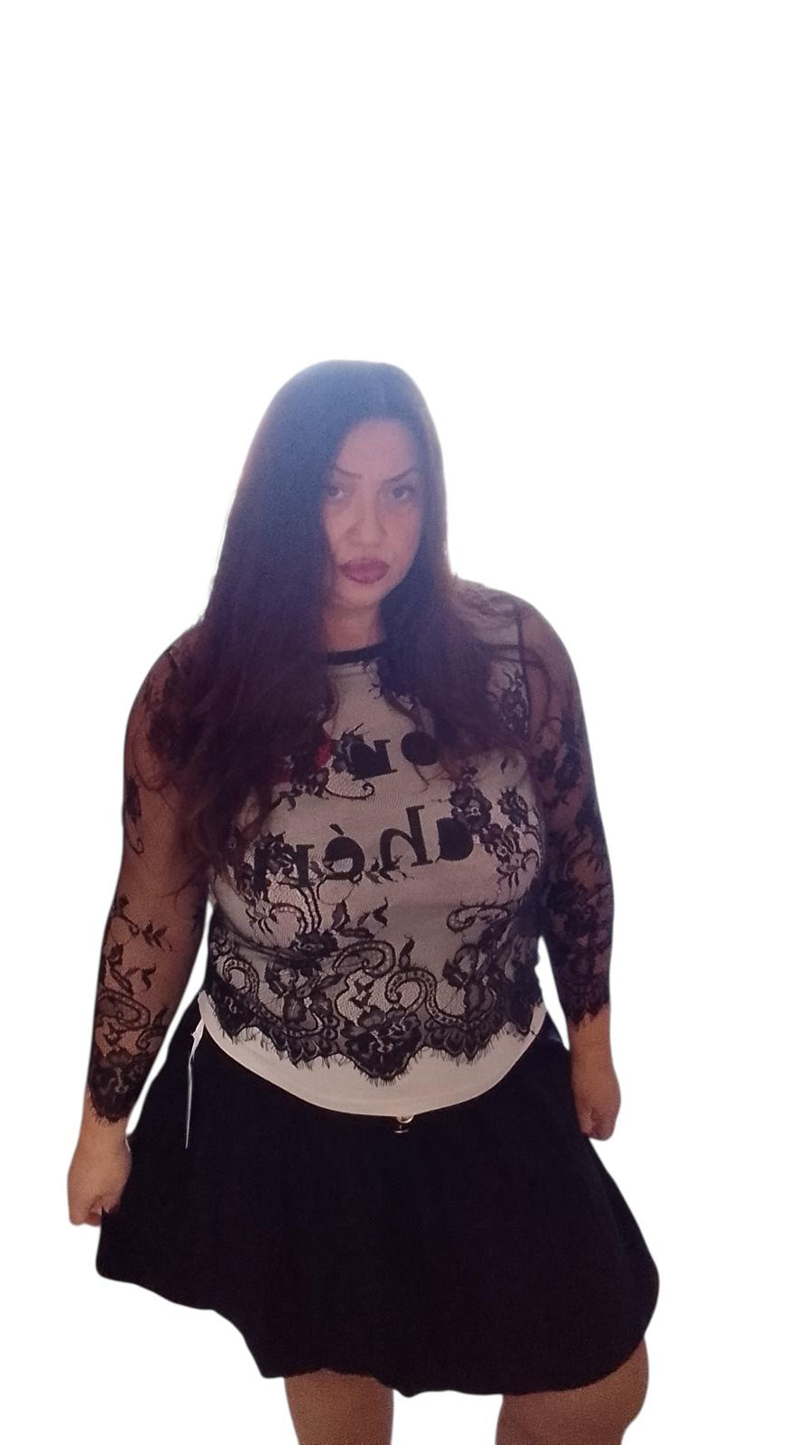 maglietta di pizzo nera