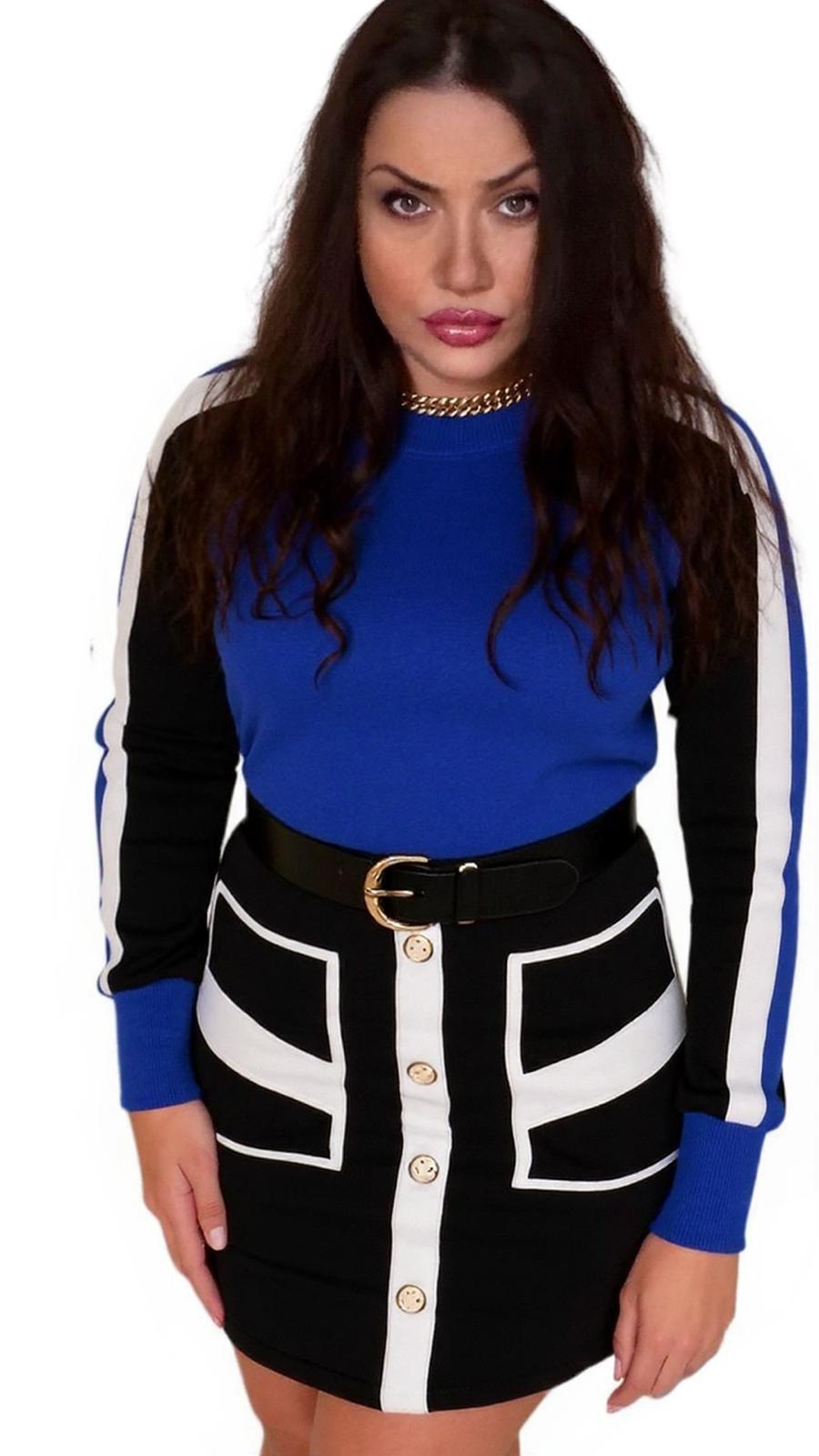 Maglietta blu con banda laterale